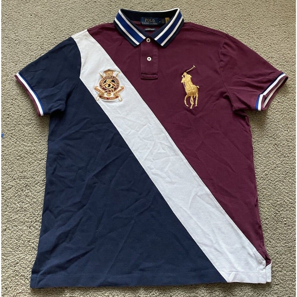 Polo Ralph Lauren Polo Mens M Color Block Big Pony Crest Slim Y2K